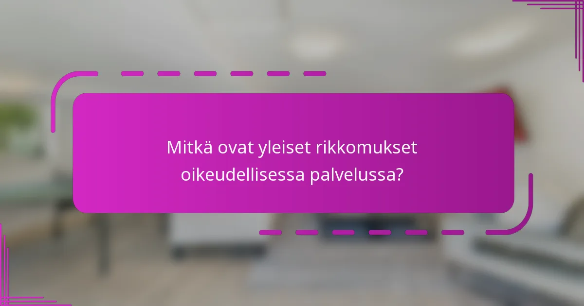 Mitkä ovat yleiset rikkomukset oikeudellisessa palvelussa?